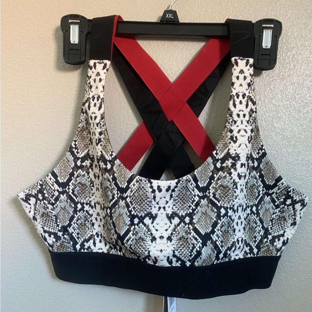 Women's ALALA Sports Bra Size LARGE Snake Print Strappy Racerback NWT - MSRP $95